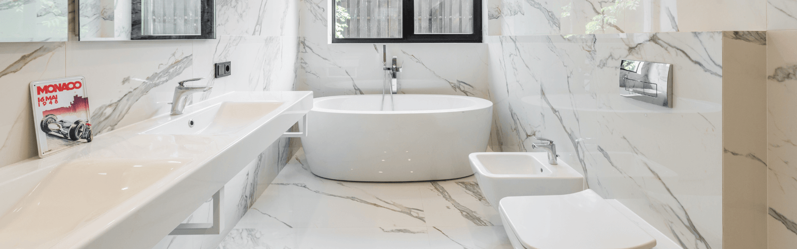 Modern bathroom renovation with freestanding tub in Brooklyn